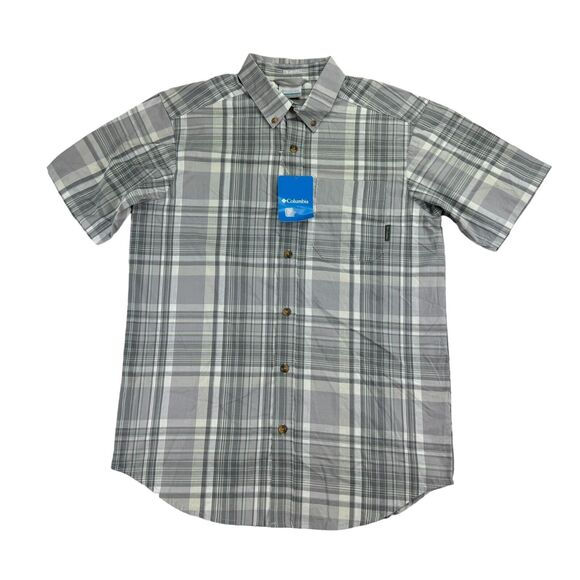 Columbia Mens Rapid Rivers II Plaid Short Sleeve Button Down Shirt Gray S - Picture 1 of 4